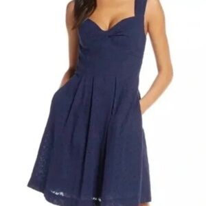 Lilly Pulitzer Cyndi Navy Eyelet Dress 6 Cocktail Nautical Coastal Wedding